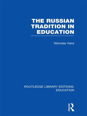 cover image of The Russian Tradition in Education